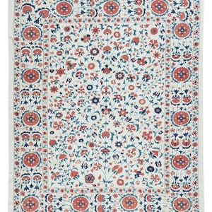 Arazzo da parete in seta ricamata, 4,7x5,6 piedi. Copritavolo moderno. Nuovo copriletto. Autentico copridivano. BTEK1871