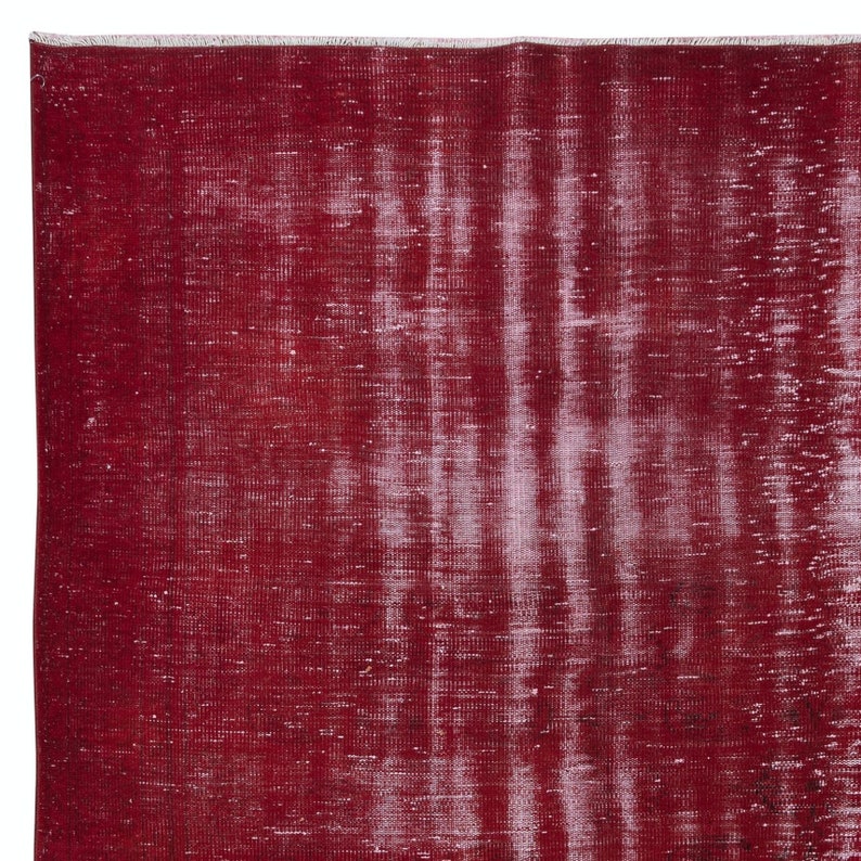Decorative Turkish Red Area Rug, Handmade Shabby Chic Carpet, Woolen Floor Covering. 6x9.2 Ft, BTEK1364 image 3