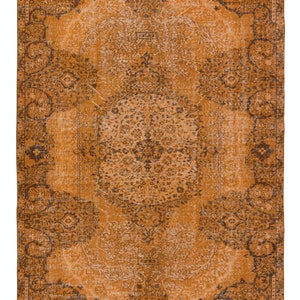 Modern Handmade Turkish Rug in Orange, Great for Contemporary Interiors. 5.6x8.4 Ft, BTEK1139