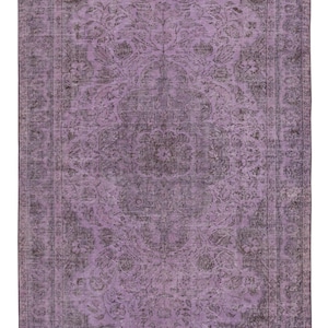 5.3x8.6 Ft Hand-Made Purple Floor Rug from Turkey, Redyed Bohem Carpet for Living Room. BTEK2216