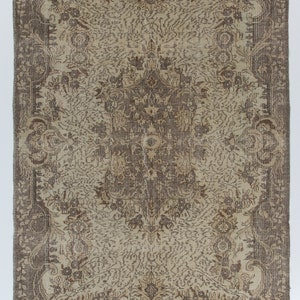 Decorative Handmade Turkish Area Rug in Gray and Beige Colors, Woolen Floor Covering 6.5x10 Ft, BY26