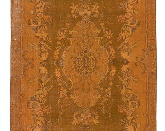 Tappeto turco contemporaneo arancione, 2 x 3,17 m, tappeto decorativo annodato a mano, tappeto da pavimento in lana in stile bohemien unico / BTEK1585