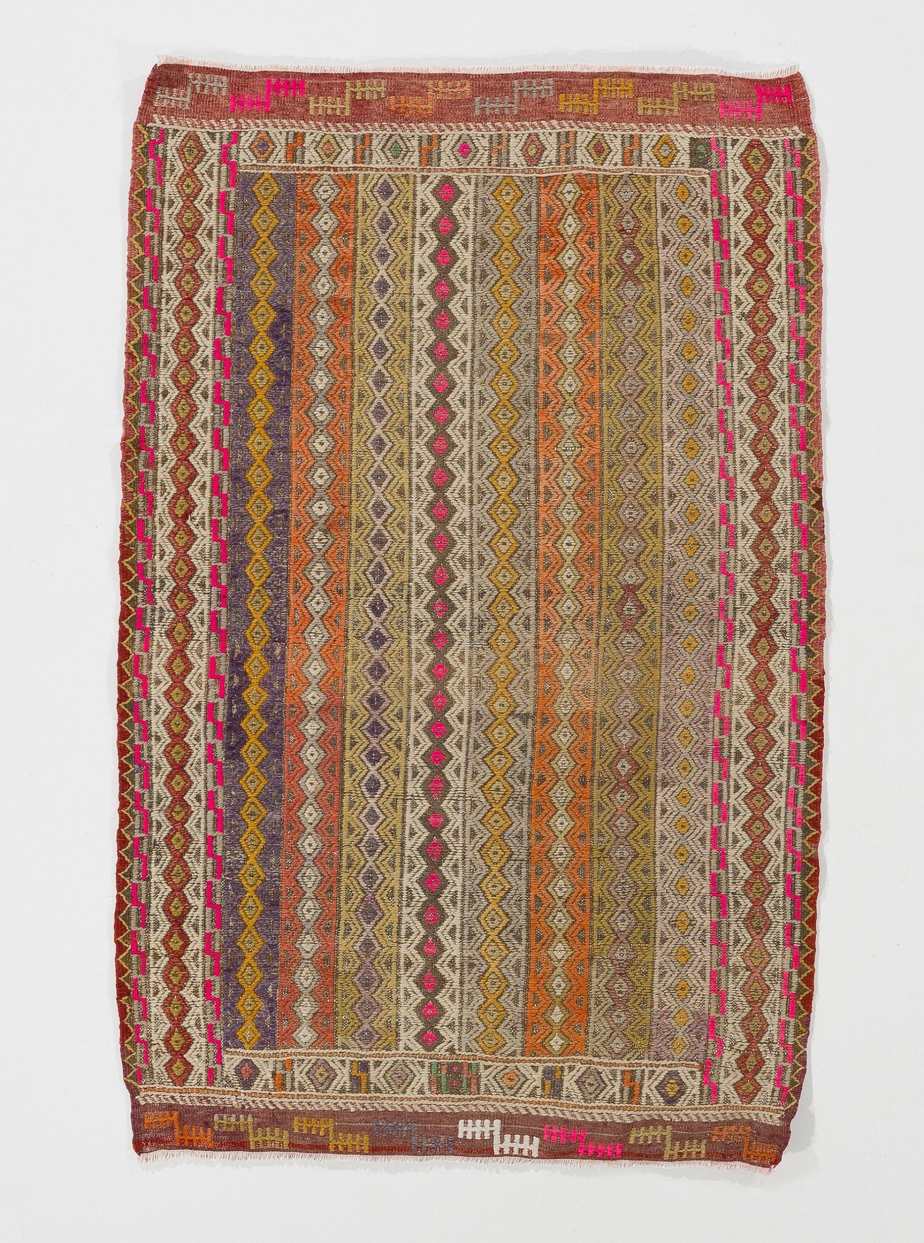 キリムラグ　ジジム 62×89 ブラウン キリム ジジム オールドキリム トルコ