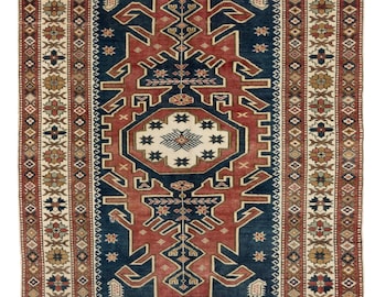 Unique Handmade Vintage Turkish Tribal Rug Made of 100% Organic