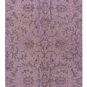 3.4x6.3 Ft Vintage Handmade Bohemian Style Area Rug redyed in Purple Color for contemporary interiors. BTEK2172