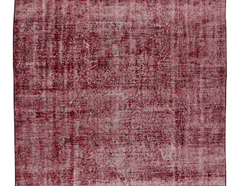 手作りのワインレッドのトルコ絨毯：5.5×7.6フィートのヴィンテージ 