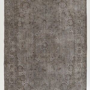 Decorative Area Rug Overdyed in Gray for Modern Interiors, Handknotted in Turkey. 6.5x9.8 Ft, BC200.