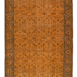 Modern Orange Area Rug with All-Over Botanical Design, Handmade in Turkey. 6.7x10.5 Ft, BTEK1595