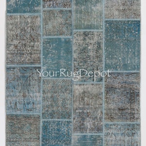 Modern Patchwork Rug. Handmade from Re-Dyed Vintage Carpets, Custom Options Available. BD210