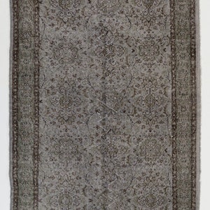 4x7 Ft Modern Handknotted Area Rug Overdyed in Gray for Home Decor, Handmade in Turkey. BC420
