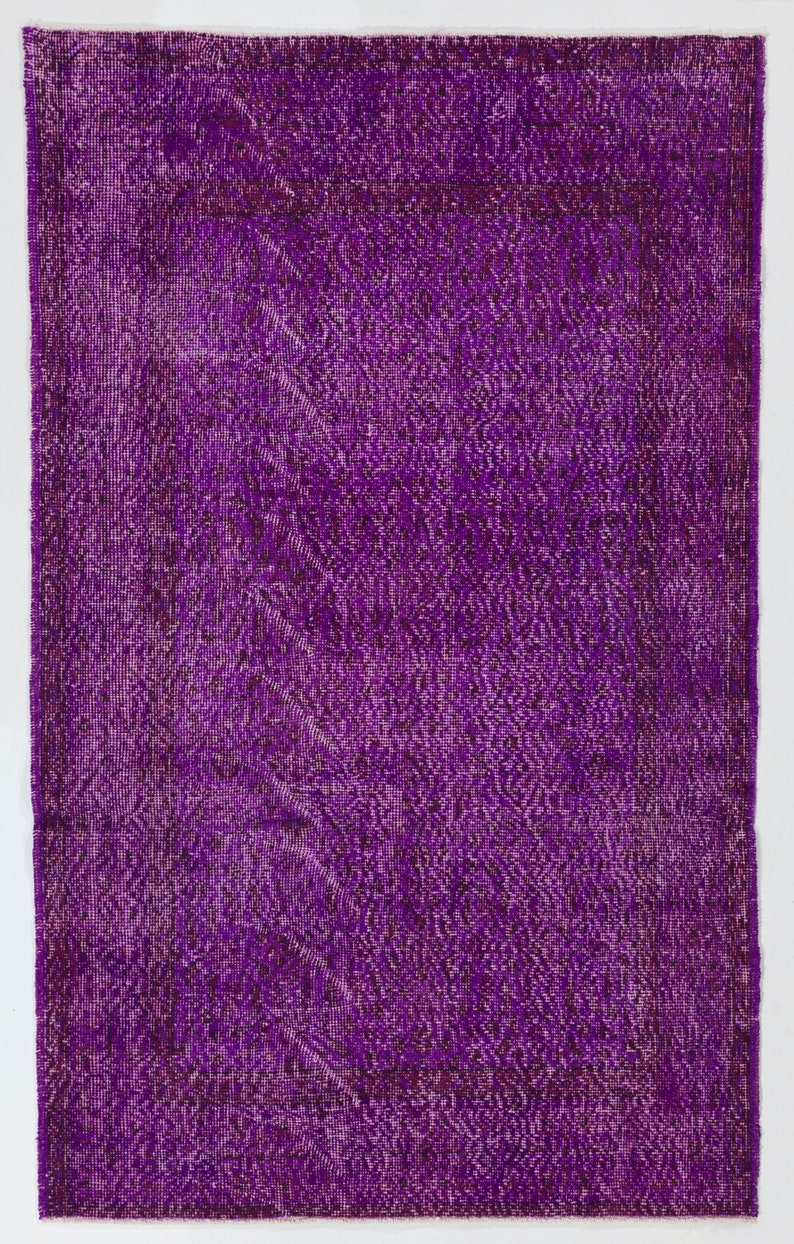 Vintage Accent Rug Overdyed in Purple Color for Modern Etsy