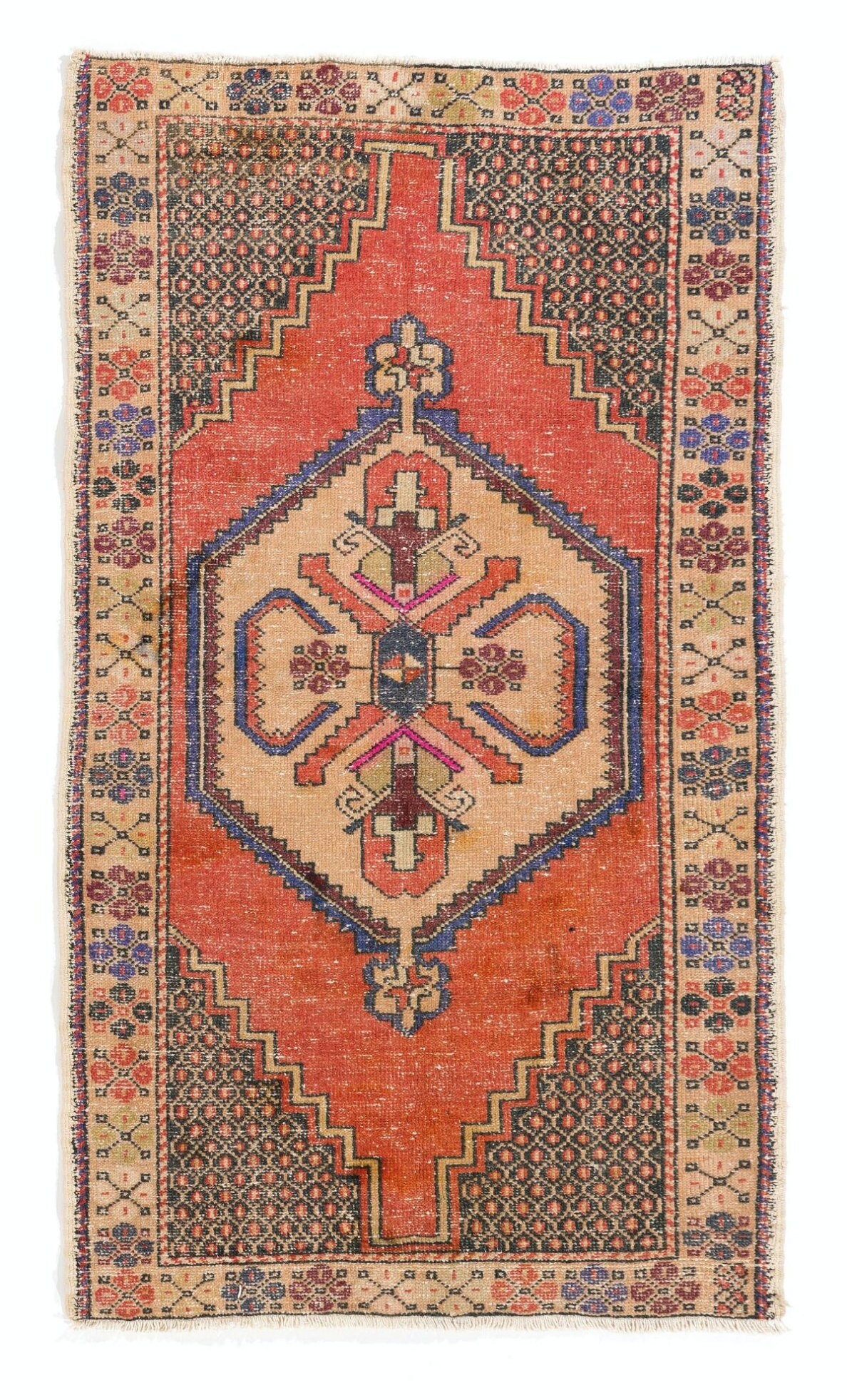 Vintage Turkish Wool Rug, Unique 1940s Carpet, Tribal Style Floor