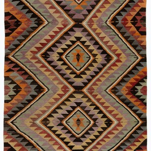 Hand-Woven Vintage Turkish Runner Kilim with Geometric Design. 100% Wool. 6.2x11 Ft, BC1327