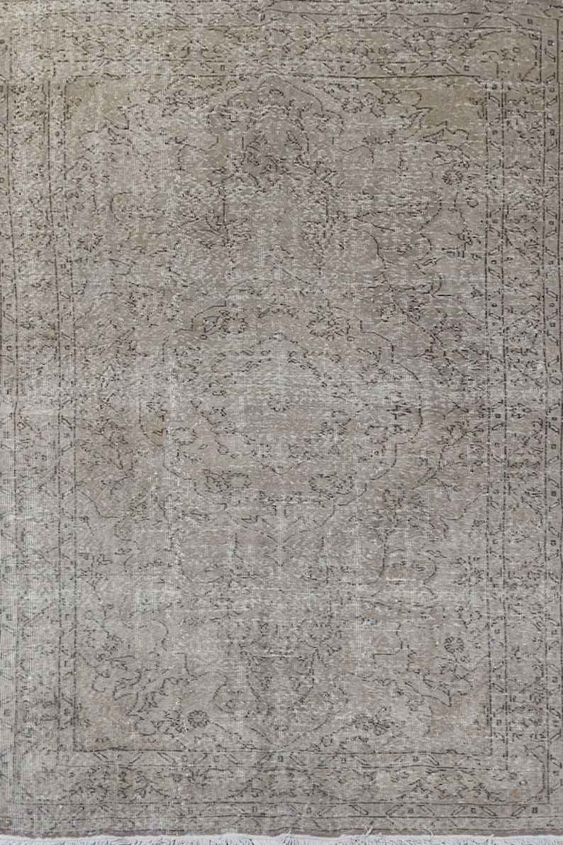 Vintage Garden Design Rug Overdyed in Gray for Modern Interiors ...