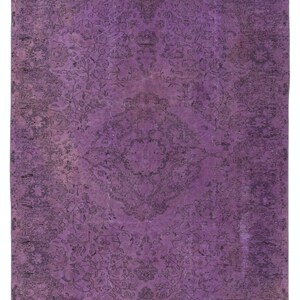 7x9.4 Ft Modern Turkish Floor Rug in Purple Color, Handmade Carpet for Kitchen and Living Room. BTEK1969