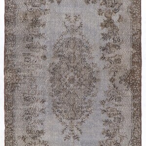 6x10 Ft Decorative Area Rug Overdyed in Gray for Modern Interiors, Handmade in Turkey. BC999