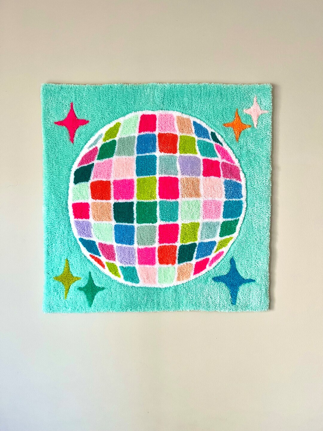 Disco Ball Colorful Tufted Rug Made to Order colors Customizable Etsy