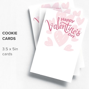 Happy Valentine&#39;s Day with hearts 3.5&quot;x5&quot; Valentine COOKIE CARD, printable cookie card, instant download valentine card