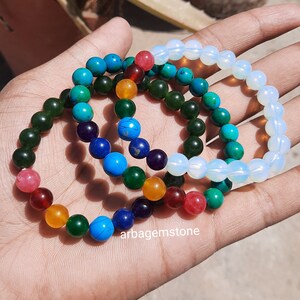 Natural crystal  beads bracelet,handmade men women stretchy bracelet,Healing crystal bracelet,8mm round gemstone bracelet,for gift