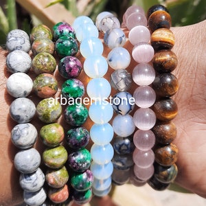 Natural crystal  beads bracelet,handmade men women stretchy bracelet,Healing crystal bracelet,8mm round gemstone bracelet,for gift