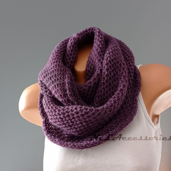 Christmast Sale, Handmade Scarves, infinity scarves, Knit Scarf, Chunky Scarf, Cowl Scarf, Purple Scarf, Best Gift İdea, Christmas Gift