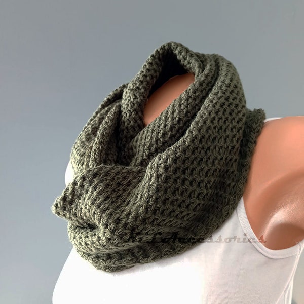 Christmast Sale, Handmade Scarves, infinity scarves,Knit Scarf, Chunky Scarf, Cowl Scarf, Hunter Green Scarf,  Gift İdea, Christmas Gift