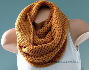 Christmast, Handmade Scarves, infinity scarves, Knit Scarf, Chunky Scarf, Cowl Scarf, Mustard Scarf, Best Gift İdea, Christmas Gift