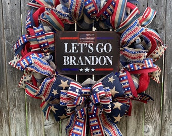 Patriotic deco mesh wreath