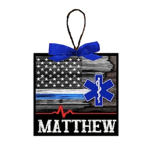 EMT Paramedic Gifts Personalized Christmas Tree Ornament With Name