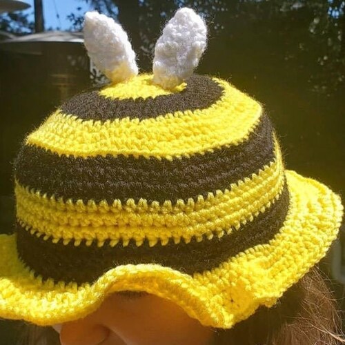 Handmade Crochet Bumble Bee Bucket Hat 