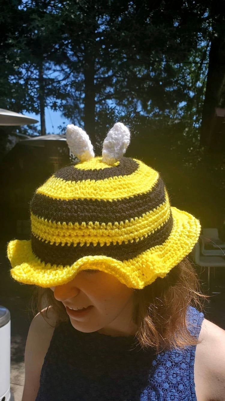 Handmade Crochet Bumble Bee Bucket Hat
