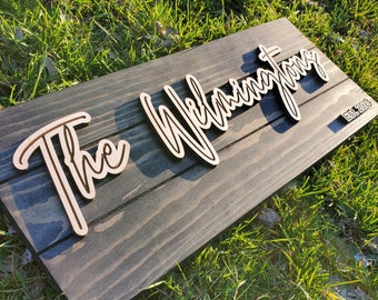 Custom Family Name Wood Sign: 3D Laser Cut, Established Date