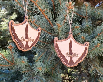Personalized Duck Footprint Christmas Ornament: Laser Engraved Wood