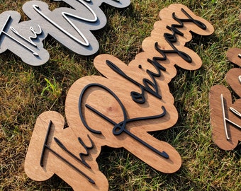 Layered Name Sign | Custom Wood Sign | Family Name Sign | Wood Cut Out | Last Name Sign | Laser Cut Sign