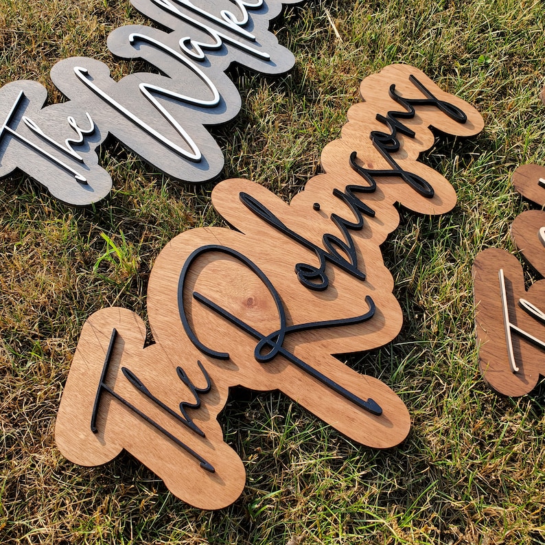 Layered Name Sign | Custom Wood Sign | Family Name Sign | Wood Cut Out | Last Name Sign | Laser Cut Sign
