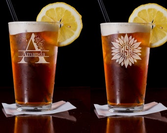 Custom Engraved Glass | Laser Engraved Glass | Customized Pint Glass | Personalized Drinking Glass
