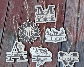 Laser Cut Personalized Name Christmas Ornament | Monogrammed Tree Decor