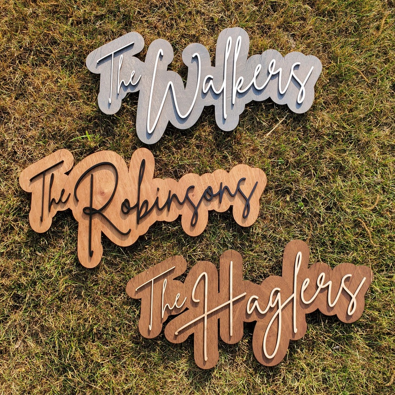 Layered Name Sign | Custom Wood Sign | Family Name Sign | Wood Cut Out | Last Name Sign | Laser Cut Sign image 4