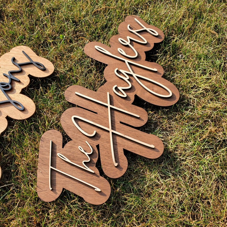Layered Name Sign | Custom Wood Sign | Family Name Sign | Wood Cut Out | Last Name Sign | Laser Cut Sign image 6