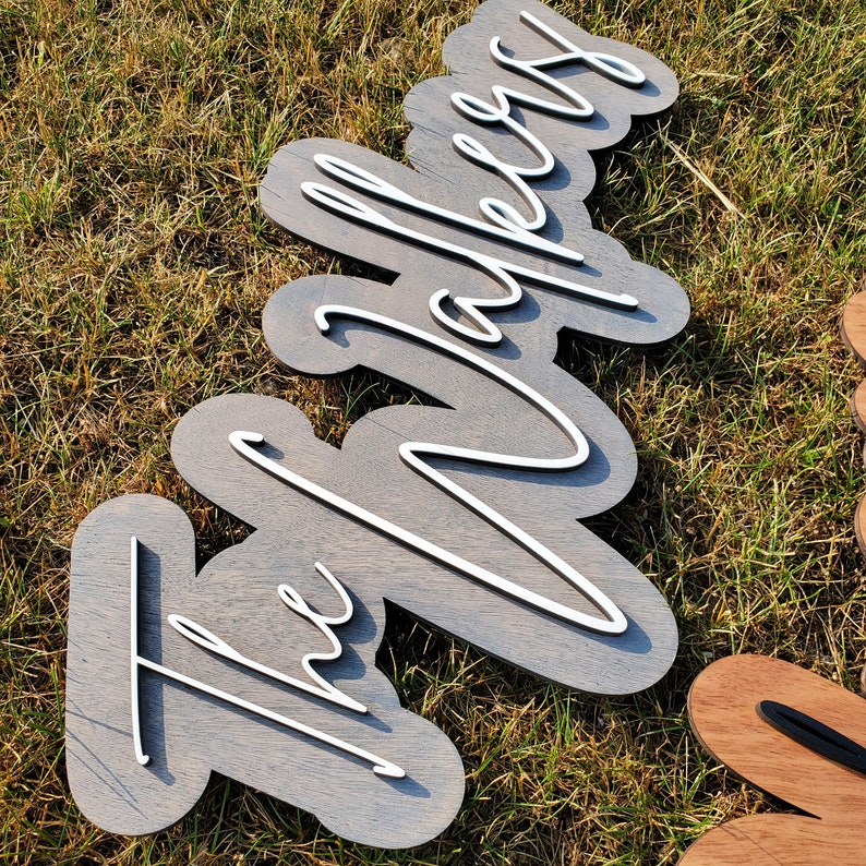 Layered Name Sign | Custom Wood Sign | Family Name Sign | Wood Cut Out | Last Name Sign | Laser Cut Sign image 7