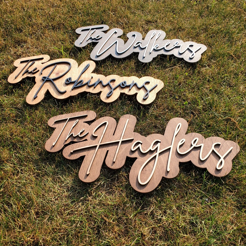 Layered Name Sign | Custom Wood Sign | Family Name Sign | Wood Cut Out | Last Name Sign | Laser Cut Sign image 5