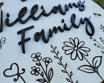 Custom Family Name Wood Sign | Wildflower Decor
