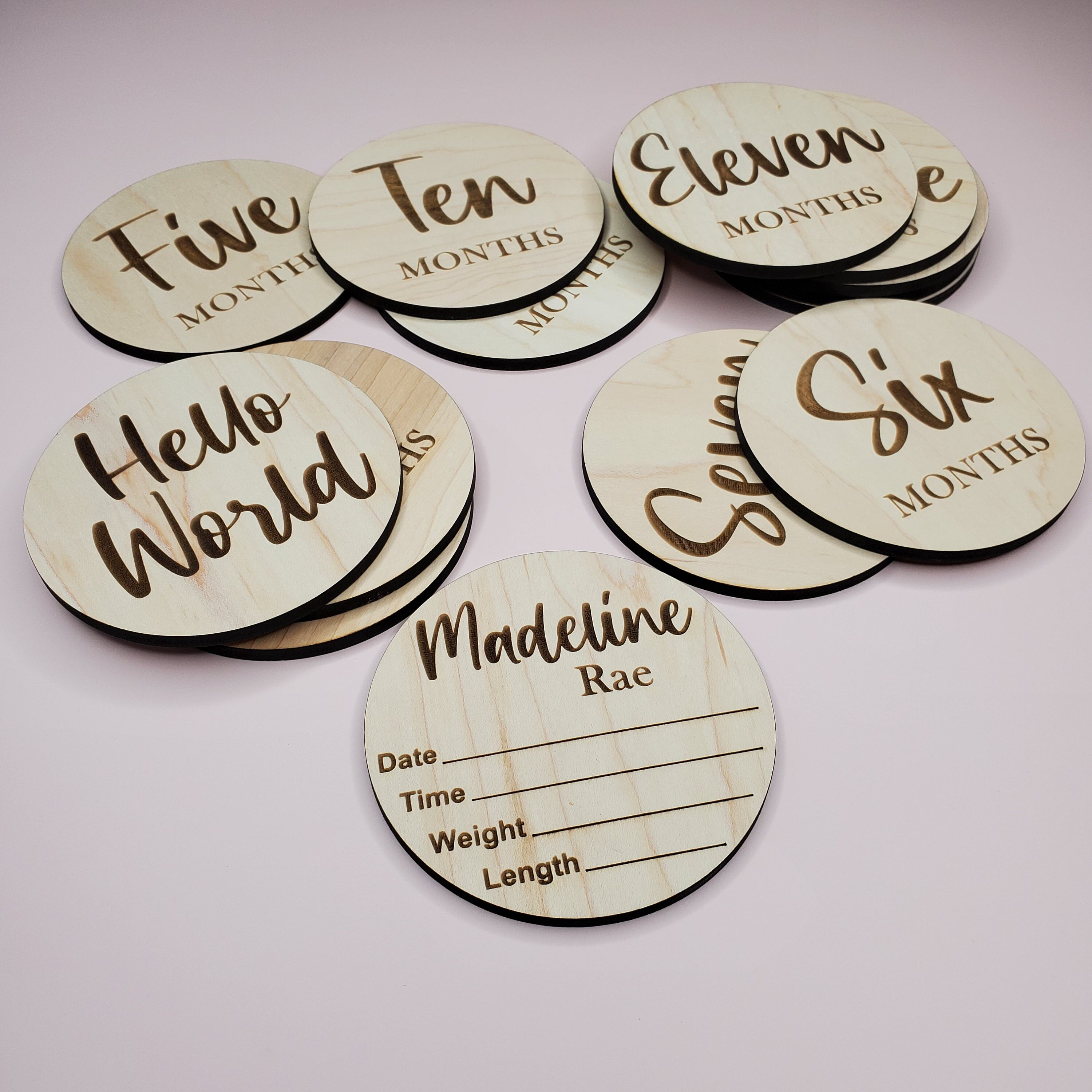 Wooden Baby Milestone Markers | Engraved Newborn Photo Props - Etsy