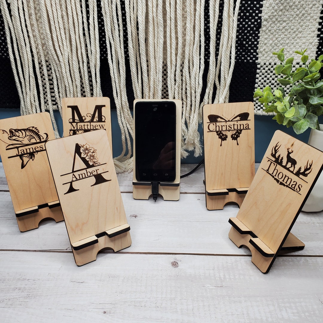Personalization Stand Personalized Phone Stand: Laser Engraved Charging Station - Etsy