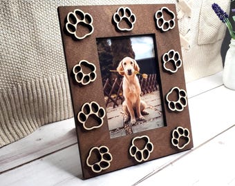 Cornice portafoto 3D con impronta di zampa di cane