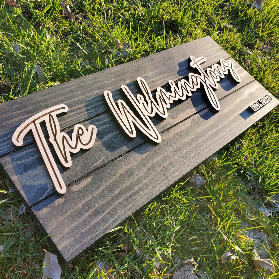 Custom Family Name Wood Sign: 3D Laser Cut, Established Date - Etsy