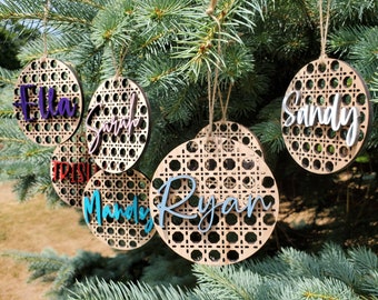 Personalized Rattan Christmas Ornament | Laser Cut Name Ornament