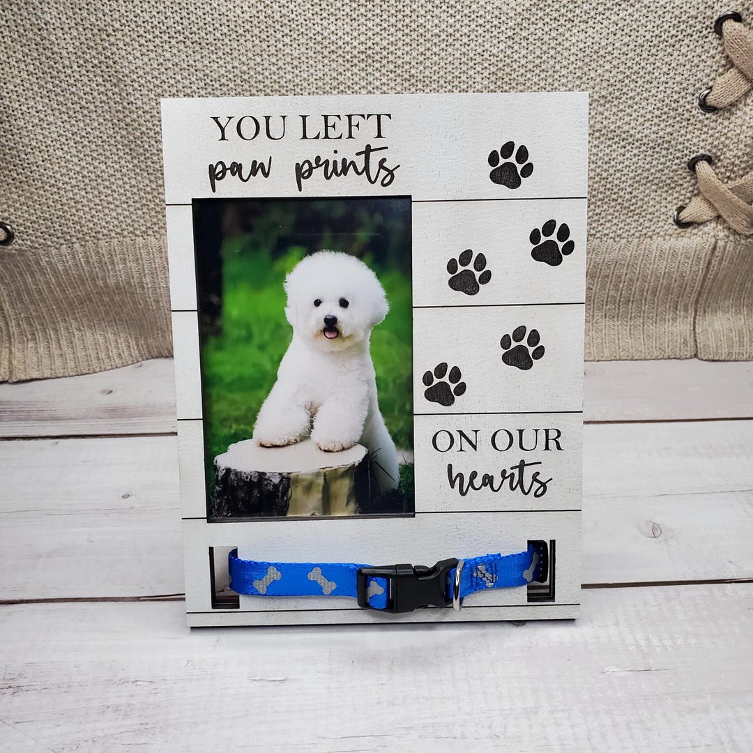 Dog Paw Print Collar Frame | Dog Paw Memorial Picture Frame | Dog ...