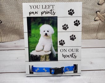 Cornice porta-impronte di zampa di cane per collare / Cornice commemorativa per impronte di zampa di cane / Porta-collare per cani