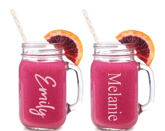 Personalized Mason Jar Glass | Engraved Mason Glass | Custom Mason Jar Glass | Personalized Mug with Handles